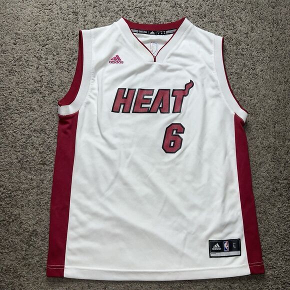 Adidas Lebron James #6 Miami Heat NBA Women’s Large White - Picture 1 of 5